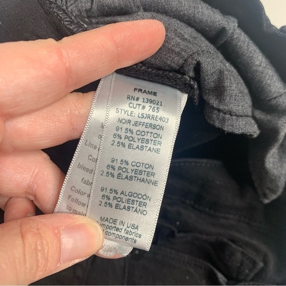 Frame Le Skinny De Jeanne Black Ripped Distressed Mid-Rise Jeans - Picture 12 of 16